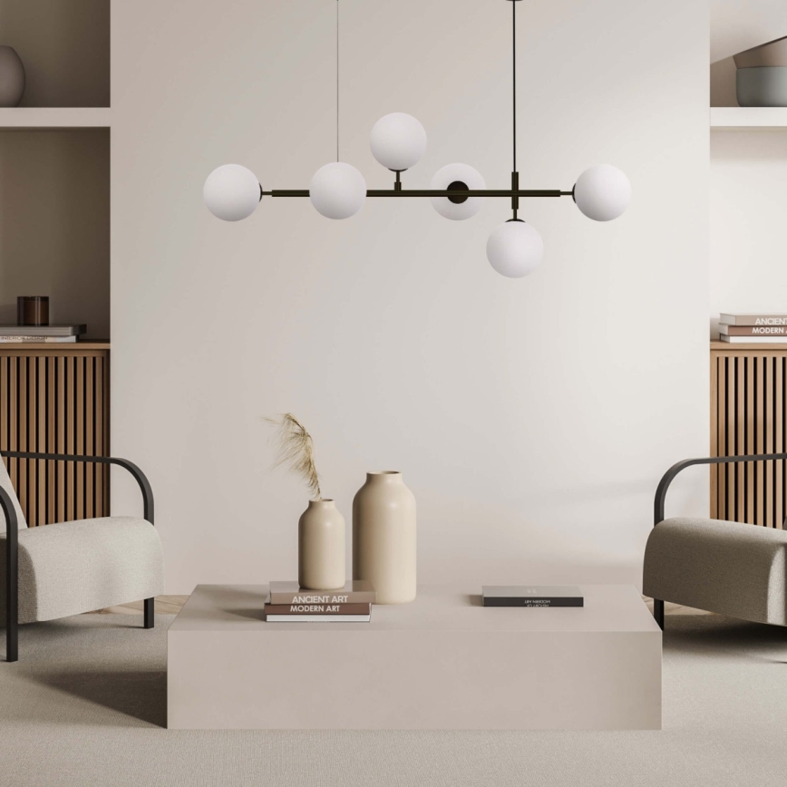 Lampadario a cavo ALISA 6xE14/40W/230V nero