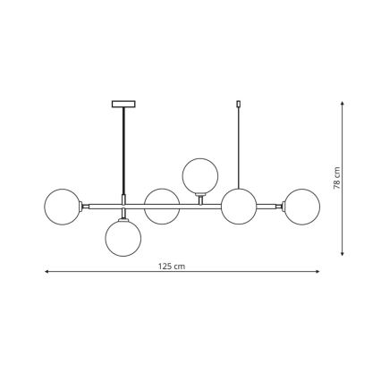 Lampadario a cavo ALISA 6xE14/40W/230V nero