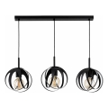 Lampadario a cavo ASANI 3xE27/15W/230V nero