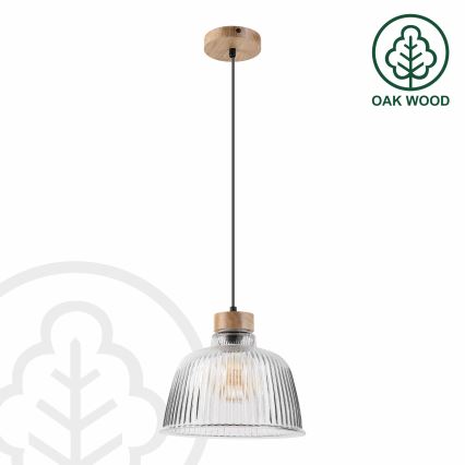 Lampadario a cavo ASTA 1xE27/60W/230V Ø 28 cm rovere