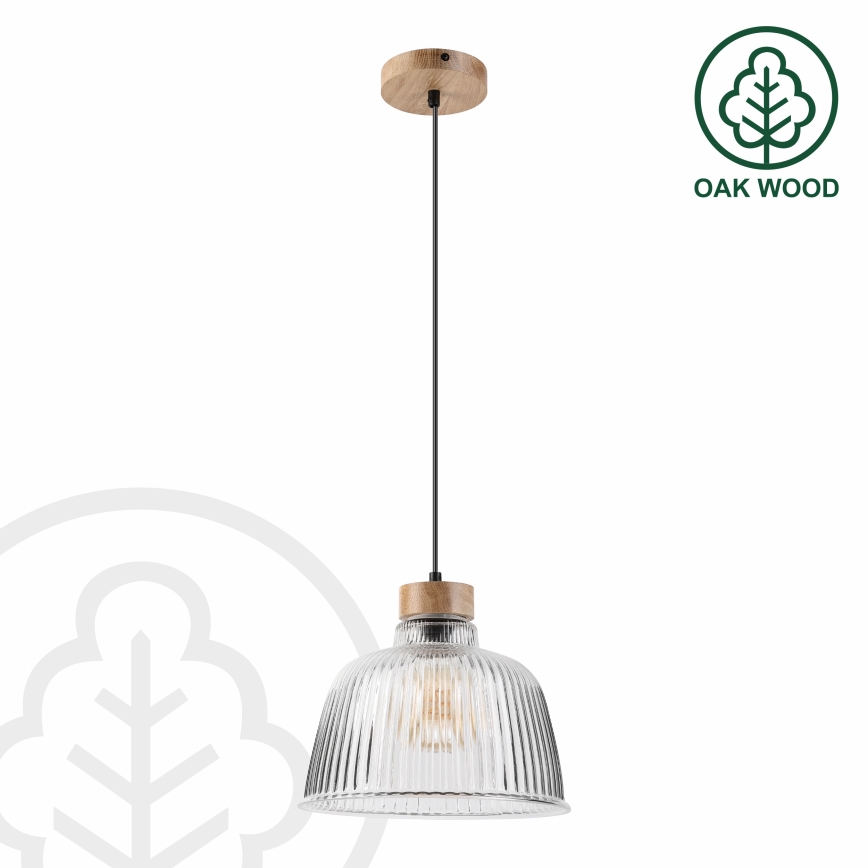 Lampadario a cavo ASTA 1xE27/60W/230V Ø 28 cm rovere