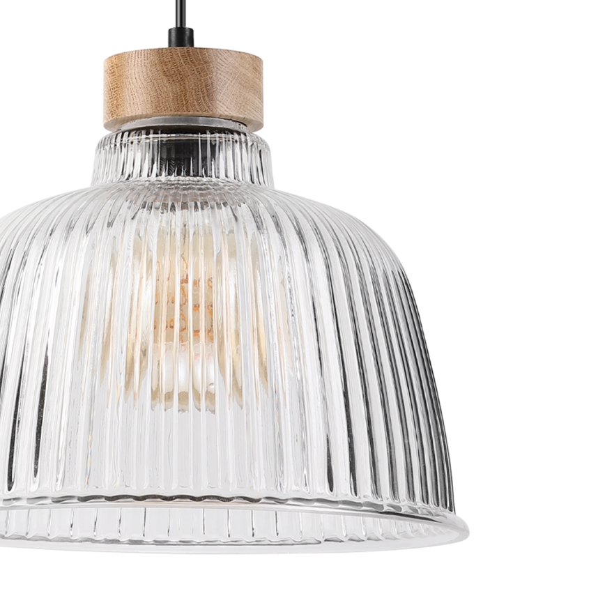 Lampadario a cavo ASTA 1xE27/60W/230V Ø 28 cm rovere