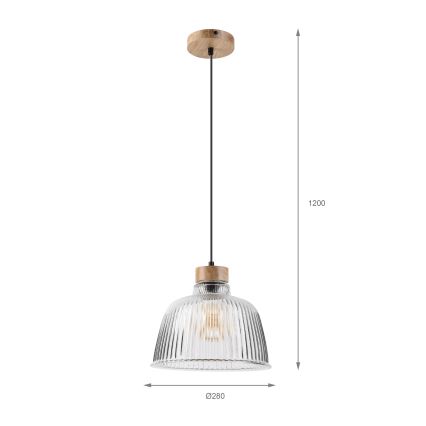Lampadario a cavo ASTA 1xE27/60W/230V Ø 28 cm rovere