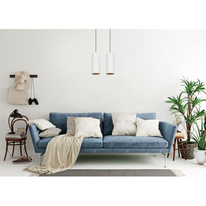 Lampadario a cavo AVALO 2xE27/60W/230V bianco/rame