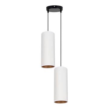 Lampadario a cavo AVALO 2xE27/60W/230V diam. 20 cm bianco/rame