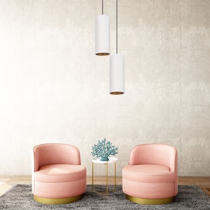 Lampadario a cavo AVALO 2xE27/60W/230V diam. 20 cm bianco/rame