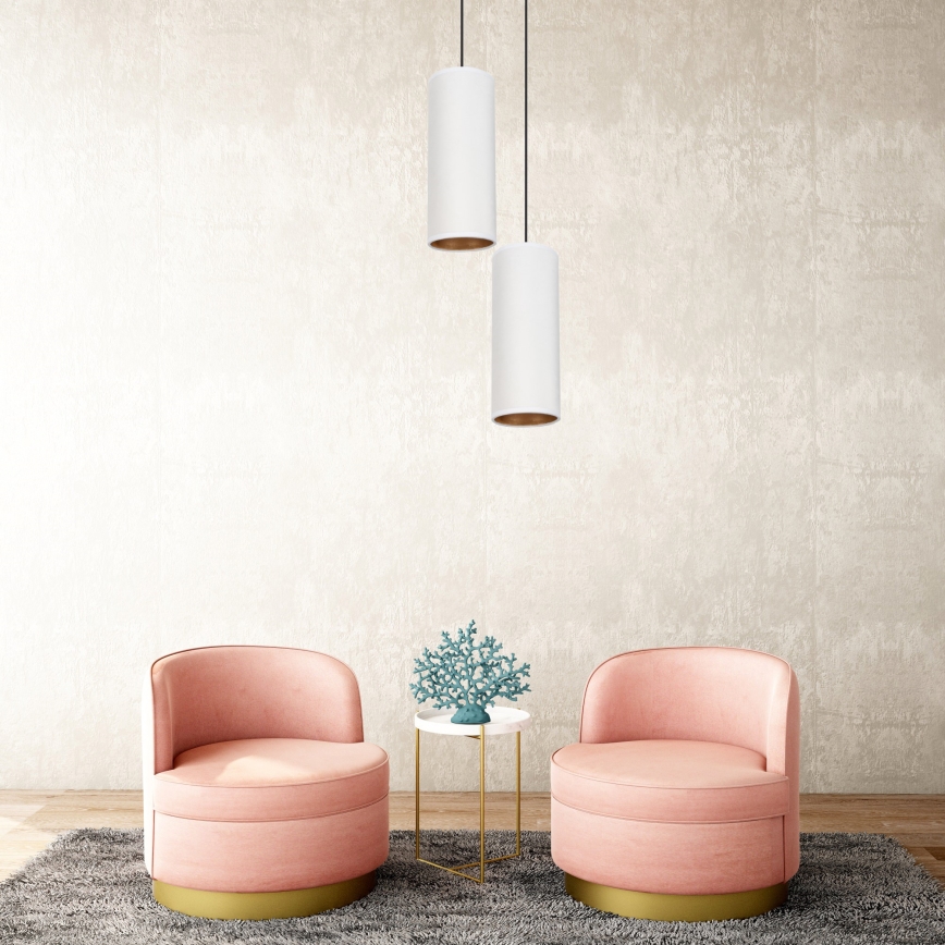 Lampadario a cavo AVALO 2xE27/60W/230V diam. 20 cm bianco/rame
