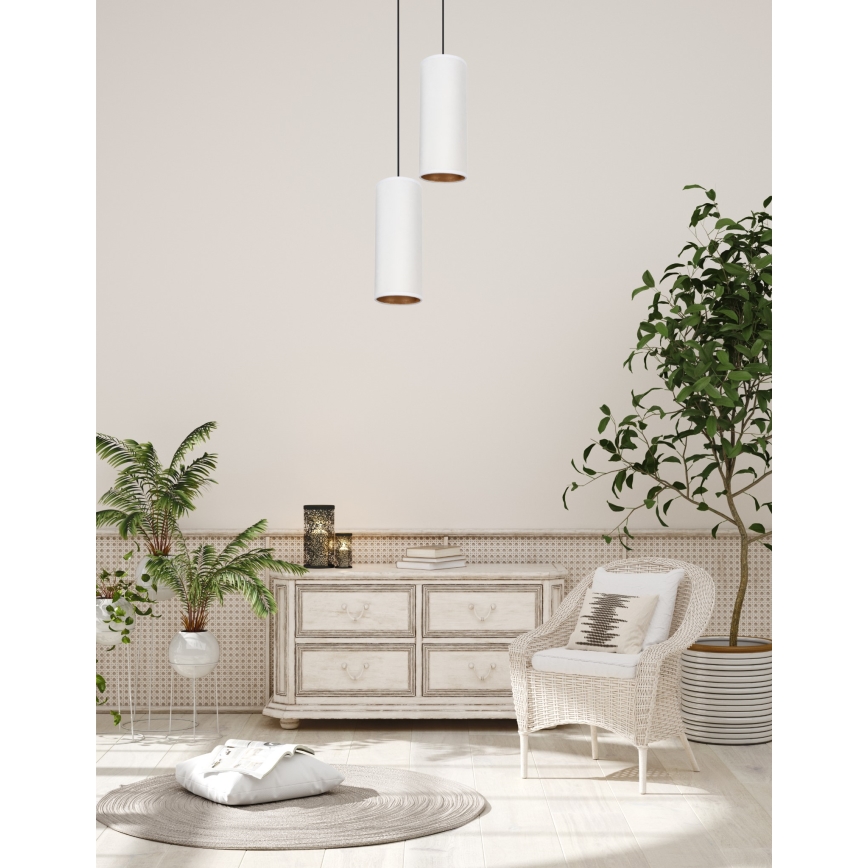 Lampadario a cavo AVALO 2xE27/60W/230V diam. 20 cm bianco/rame