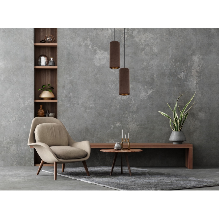 Lampadario a cavo AVALO 2xE27/60W/230V diam. 20 cm marrone/rame