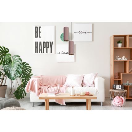 Lampadario a cavo AVALO 2xE27/60W/230V diam. 20 cm rosa/rame
