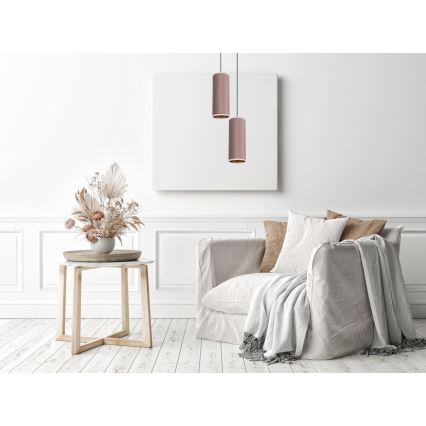 Lampadario a cavo AVALO 2xE27/60W/230V diam. 20 cm rosa/rame