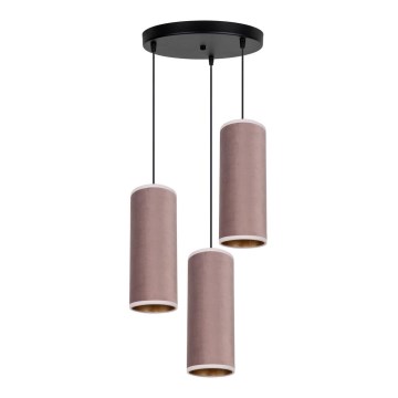 Lampadario a cavo AVALO 3xE27/60W/230V diam. 35 cm rosa/rame