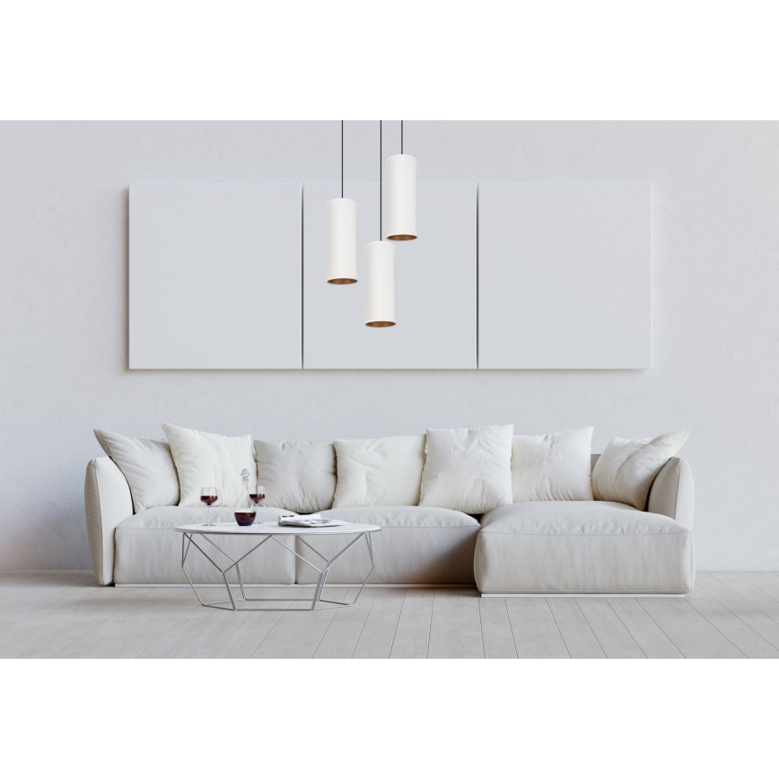 Lampadario a sospensione AVALO 3xE27/60W/230V diam. 35 cm bianco/rame