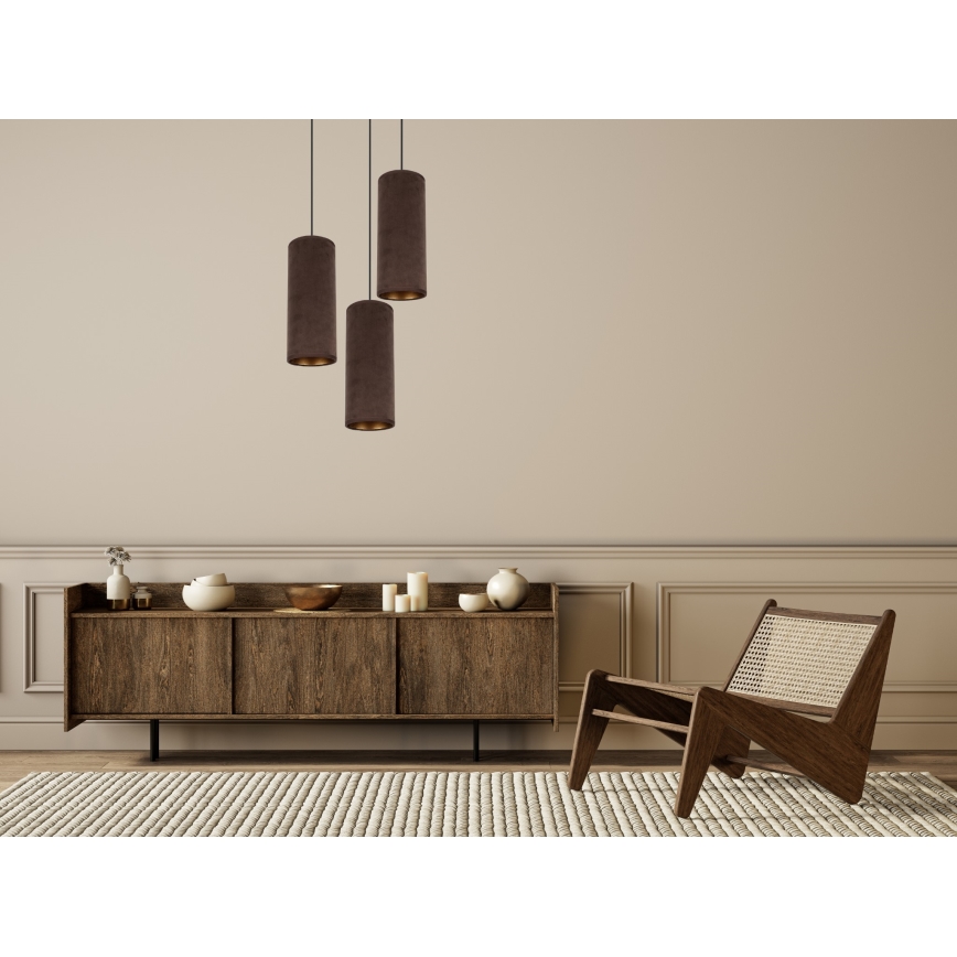 Lampadario a cavo AVALO 3xE27/60W/230V diam. 35 cm marrone/rame