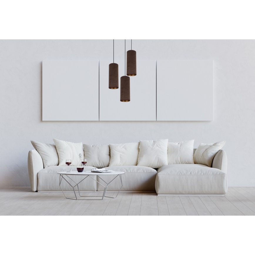 Lampadario a cavo AVALO 3xE27/60W/230V diam. 35 cm marrone/rame