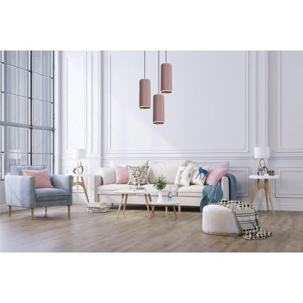 Lampadario a cavo AVALO 3xE27/60W/230V diam. 35 cm rosa/rame