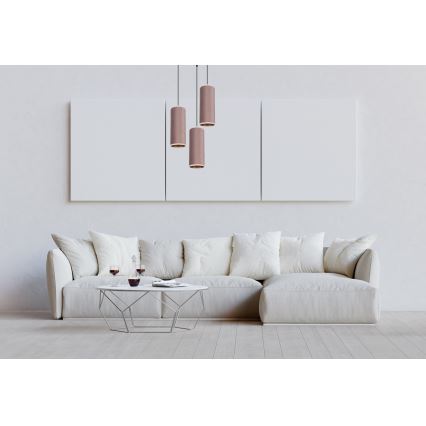 Lampadario a cavo AVALO 3xE27/60W/230V diam. 35 cm rosa/rame