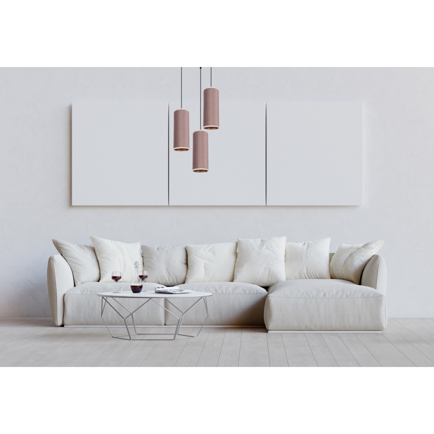 Lampadario a cavo AVALO 3xE27/60W/230V diam. 35 cm rosa/rame