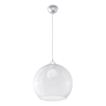 Lampadario a cavo BALL 1xE27/15W/230V Ø 30 cm trasparente/cromo lucido