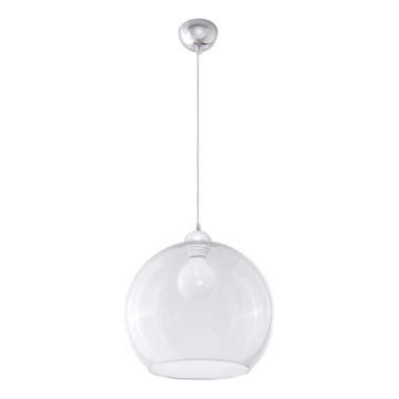Lampadario a cavo BALL 1xE27/15W/230V Ø 30 cm trasparente/cromo lucido