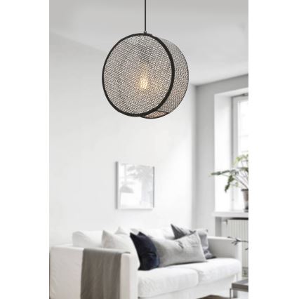 Lampadario a cavo BIG DRUM 1xE27/60W/230V grigio/nero