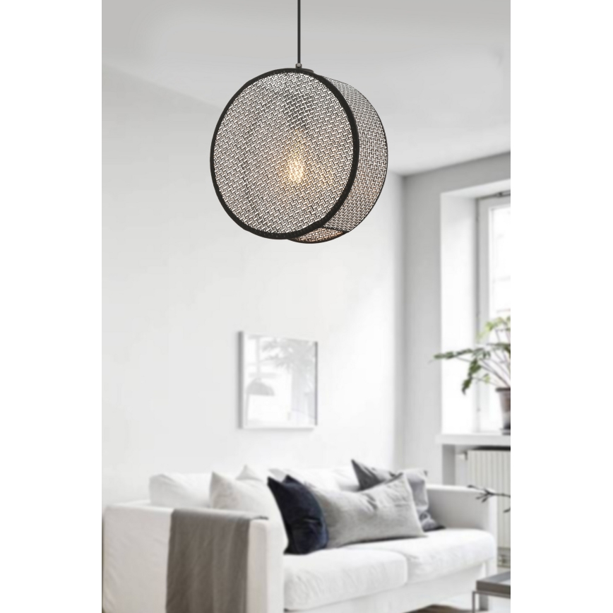 Lampadario a cavo BIG DRUM 1xE27/60W/230V grigio/nero