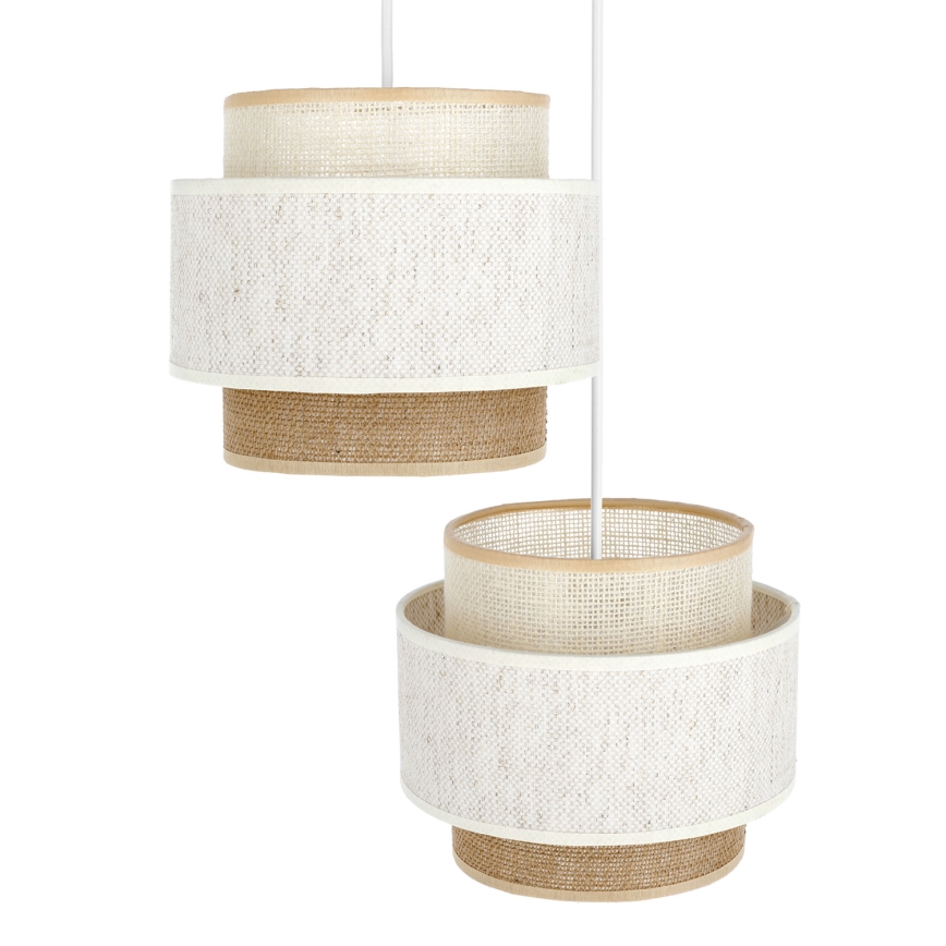 Lampadario a cavo BOHO 2xE27/60W/230V bianco/iuta
