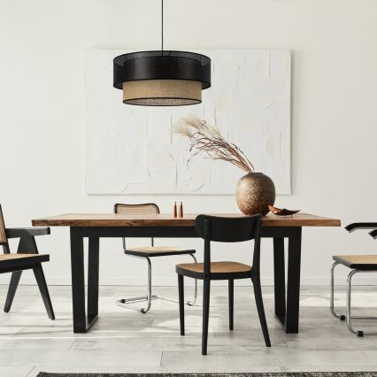 Lampadario a cavo BORHO 1xE27/60W/230V Ø 40 cm nero/iuta