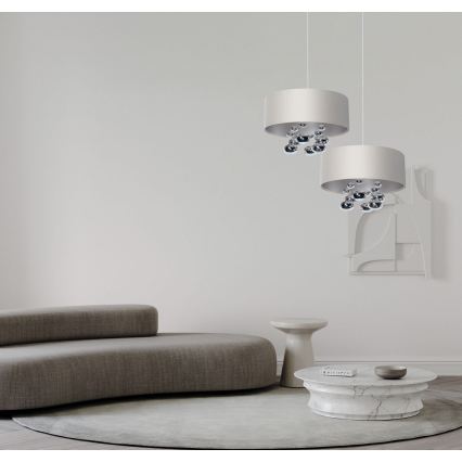 Lampadario a cavo BUBBLE 1xE27/60W/230V Ø 50 cm bianco