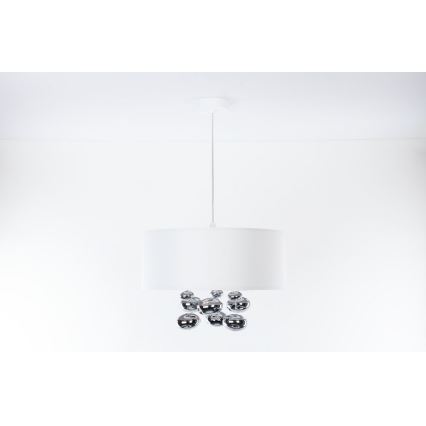 Lampadario a cavo BUBBLE 1xE27/60W/230V Ø 50 cm bianco
