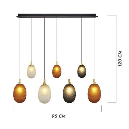 Lampadario a cavo CACTUS 7xG9/5W/230V rame/grigio/bianco