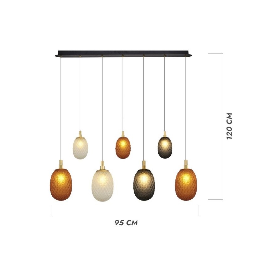 Lampadario a cavo CACTUS 7xG9/5W/230V rame/grigio/bianco