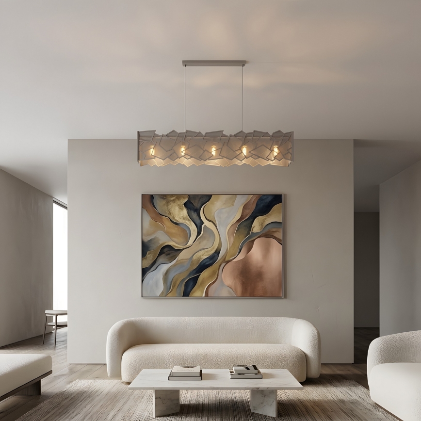 Lampadario a cavo CAMO 5xE27/15W/230V beige