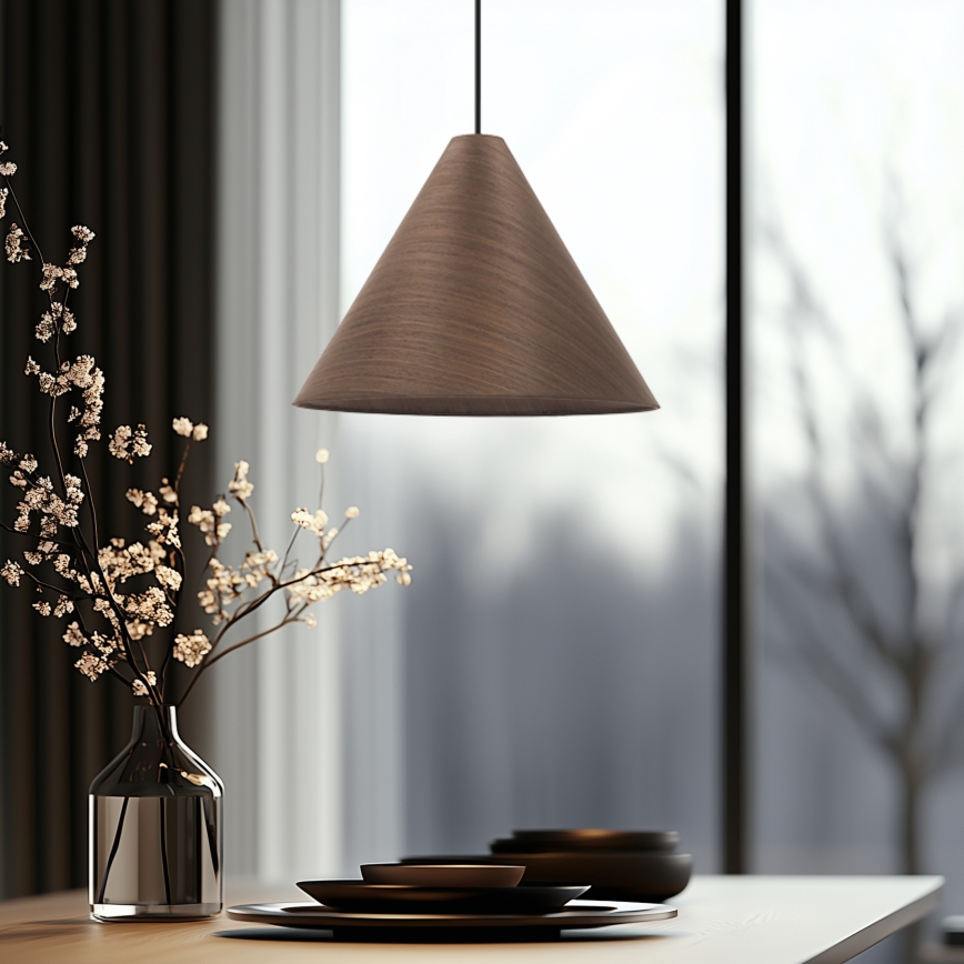 Lampadario a cavo CONO 1xE27/40W/230V, impiallacciatura in mogano