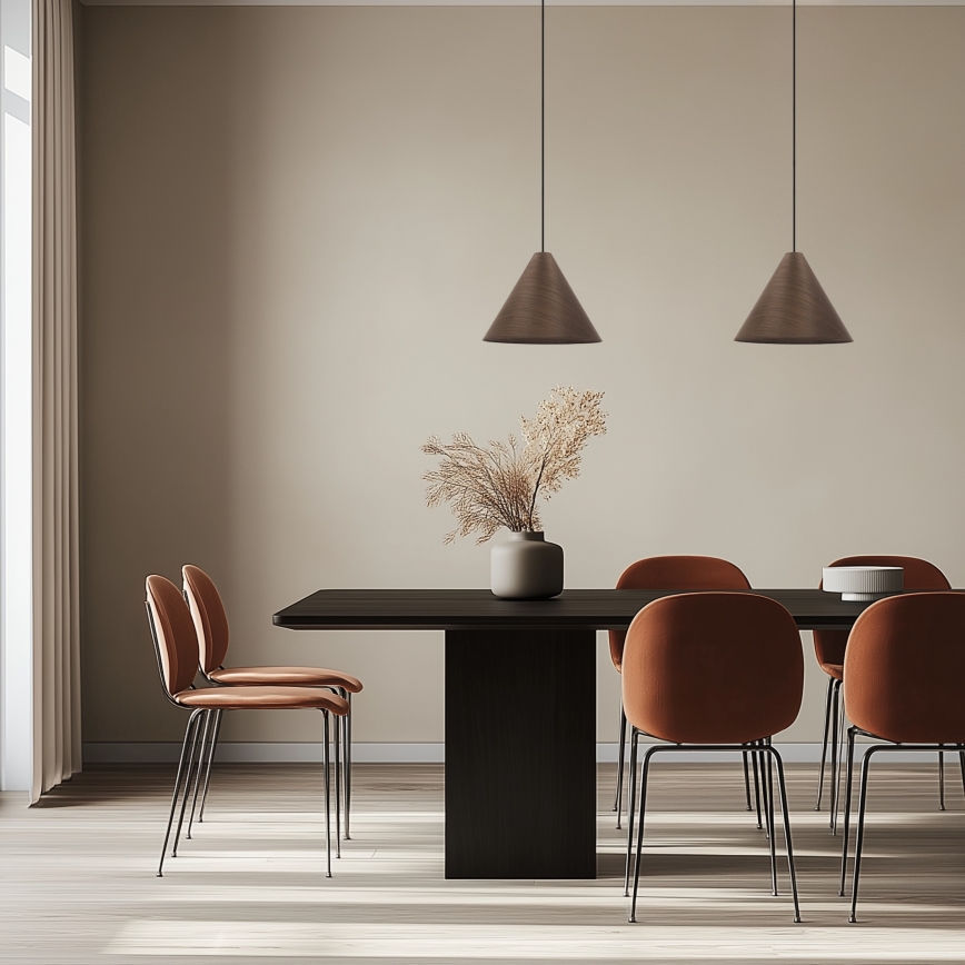 Lampadario a cavo CONO 1xE27/40W/230V, impiallacciatura in mogano