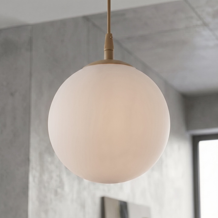 Lampadario a cavo COSMO 1xE14/10W/230V Ø 14 cm beige/bianco