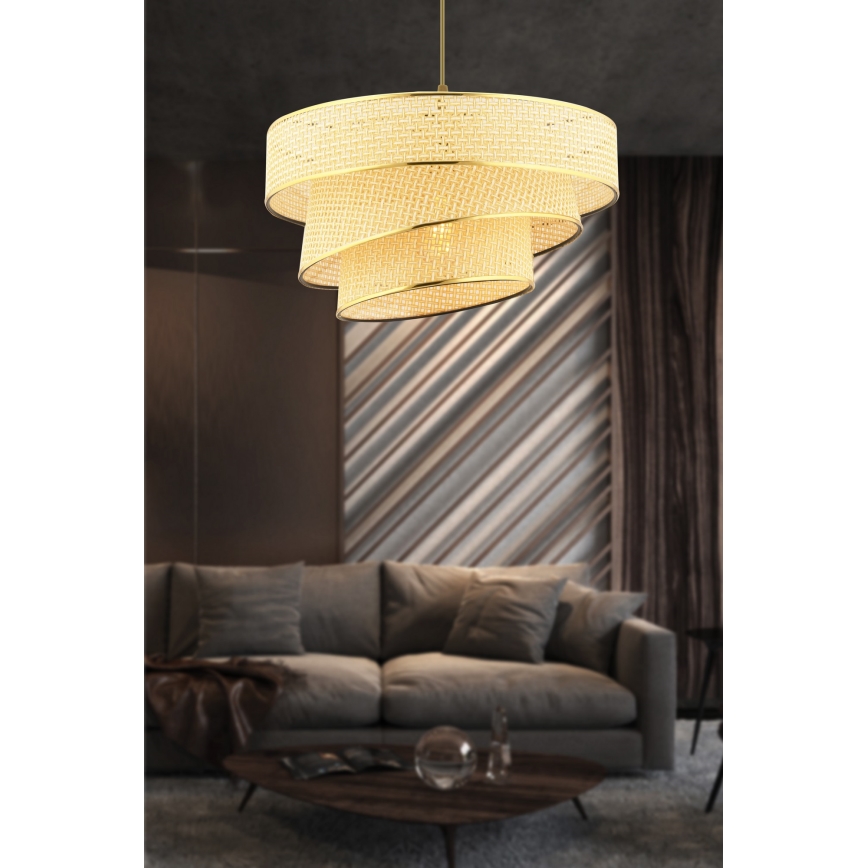 Lampadario a cavo COUPER 1xE27/60W/230V beige/oro