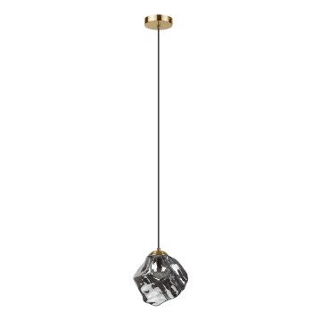 Lampadario a cavo CRISTAL 1xE14/15W/230V ottone/nero fumé