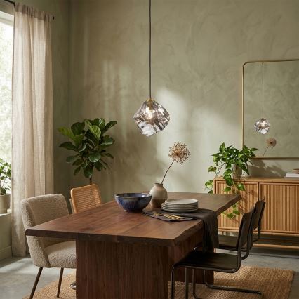 Lampadario a cavo CRISTAL 1xE14/15W/230V ottone/nero fumé