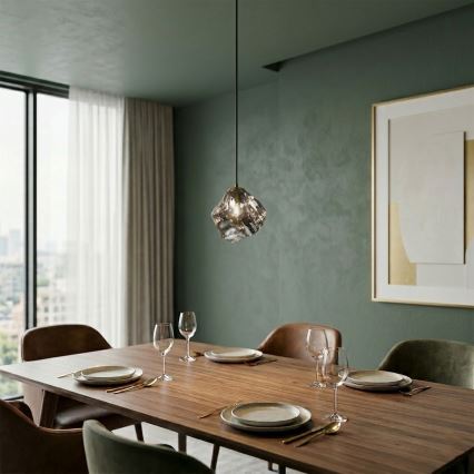 Lampadario a cavo CRISTAL 1xE14/15W/230V ottone/nero fumé