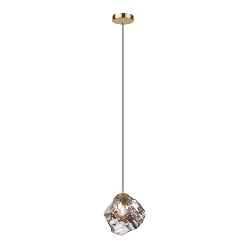 Lampadario a cavo CRISTAL 1xE14/15W/230V ottone/nero fumé