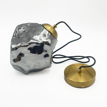 Lampadario a cavo CRISTAL 1xE14/15W/230V ottone/nero fumé