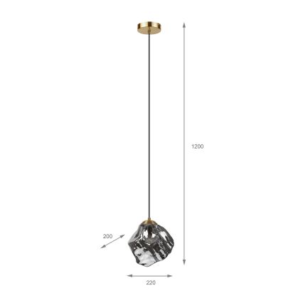 Lampadario a cavo CRISTAL 1xE14/15W/230V ottone/nero fumé
