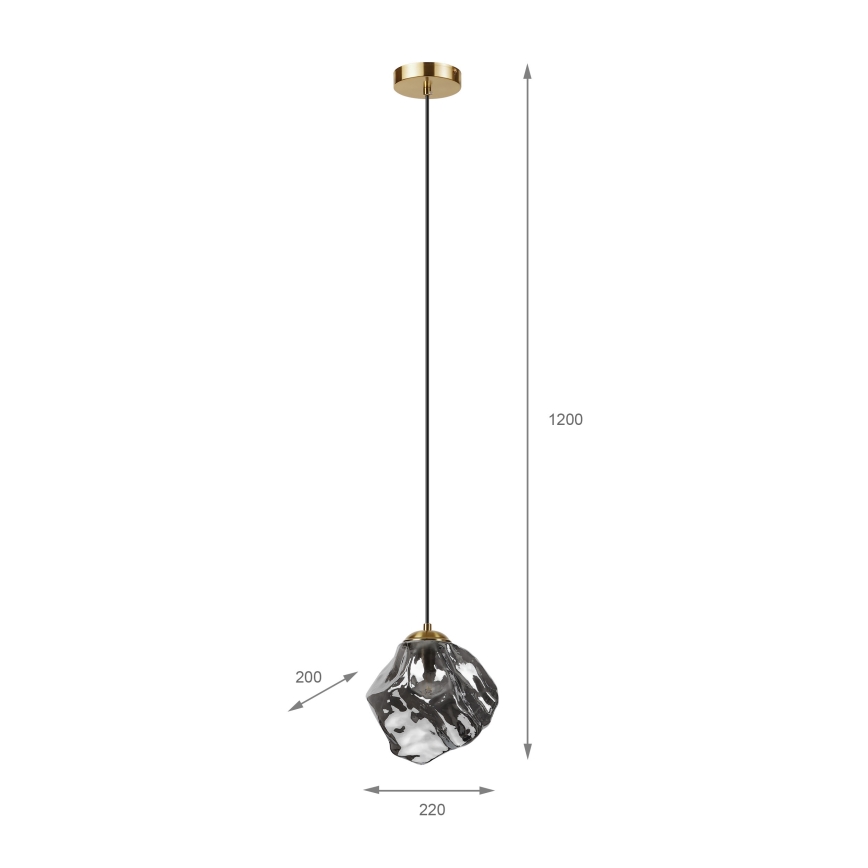 Lampadario a cavo CRISTAL 1xE14/15W/230V ottone/nero fumé