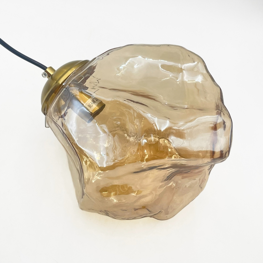 Lampadario a cavo CRISTAL 3xE14/15W/230V ottone/beige fumé
