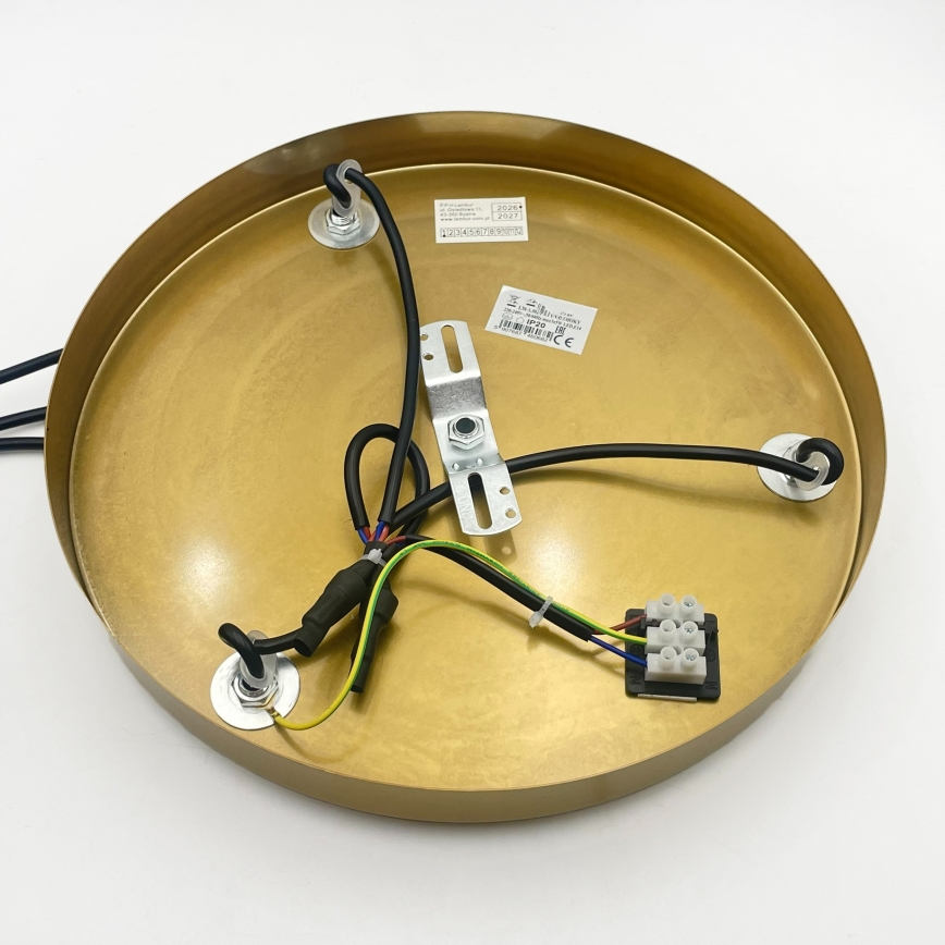 Lampadario a cavo CRISTAL 3xE14/15W/230V ottone/beige fumé