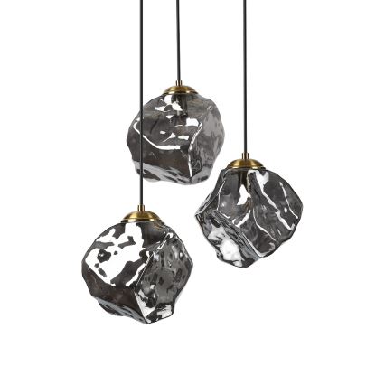 Lampadario a cavo CRISTAL 3xE14/15W/230V ottone/nero fumé