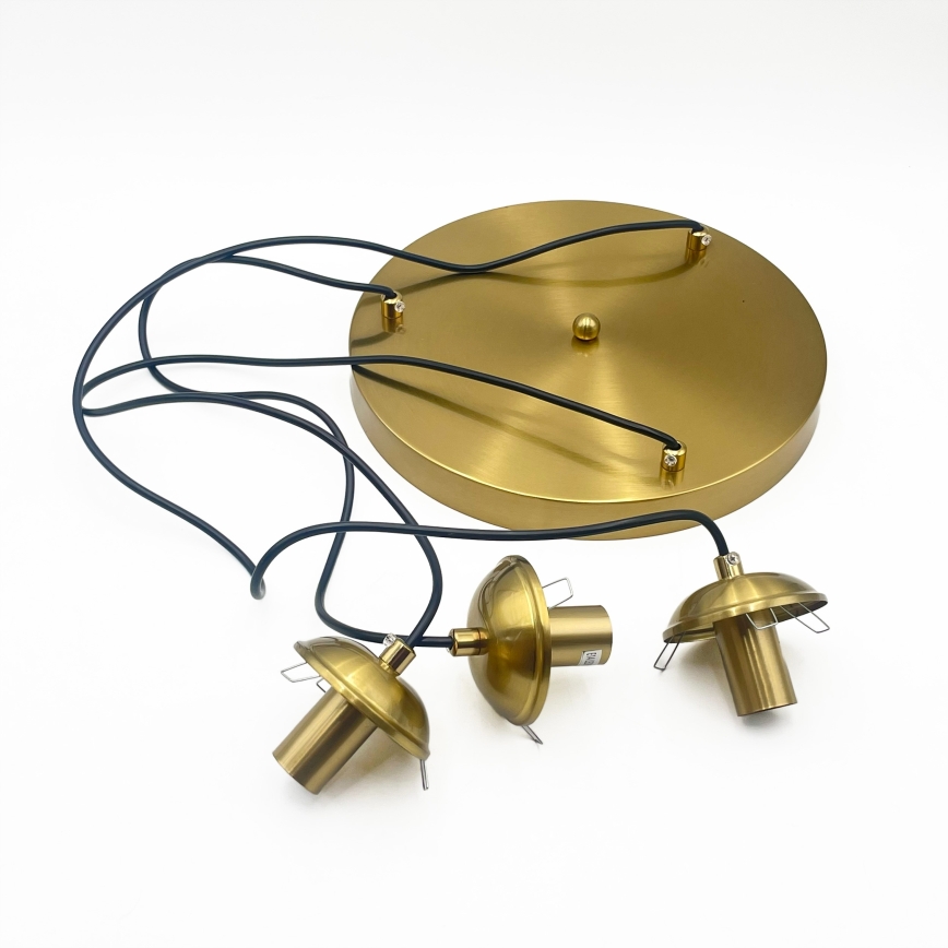 Lampadario a cavo CRISTAL 3xE14/15W/230V ottone/nero fumé