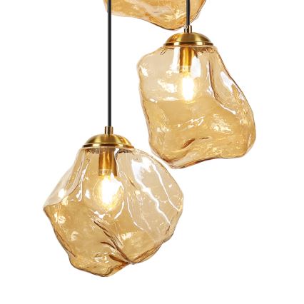 Lampadario a cavo CRISTAL 5xE14/15W/230V ottone/beige fumé