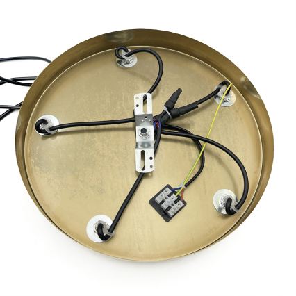 Lampadario a cavo CRISTAL 5xE14/15W/230V ottone/beige fumé
